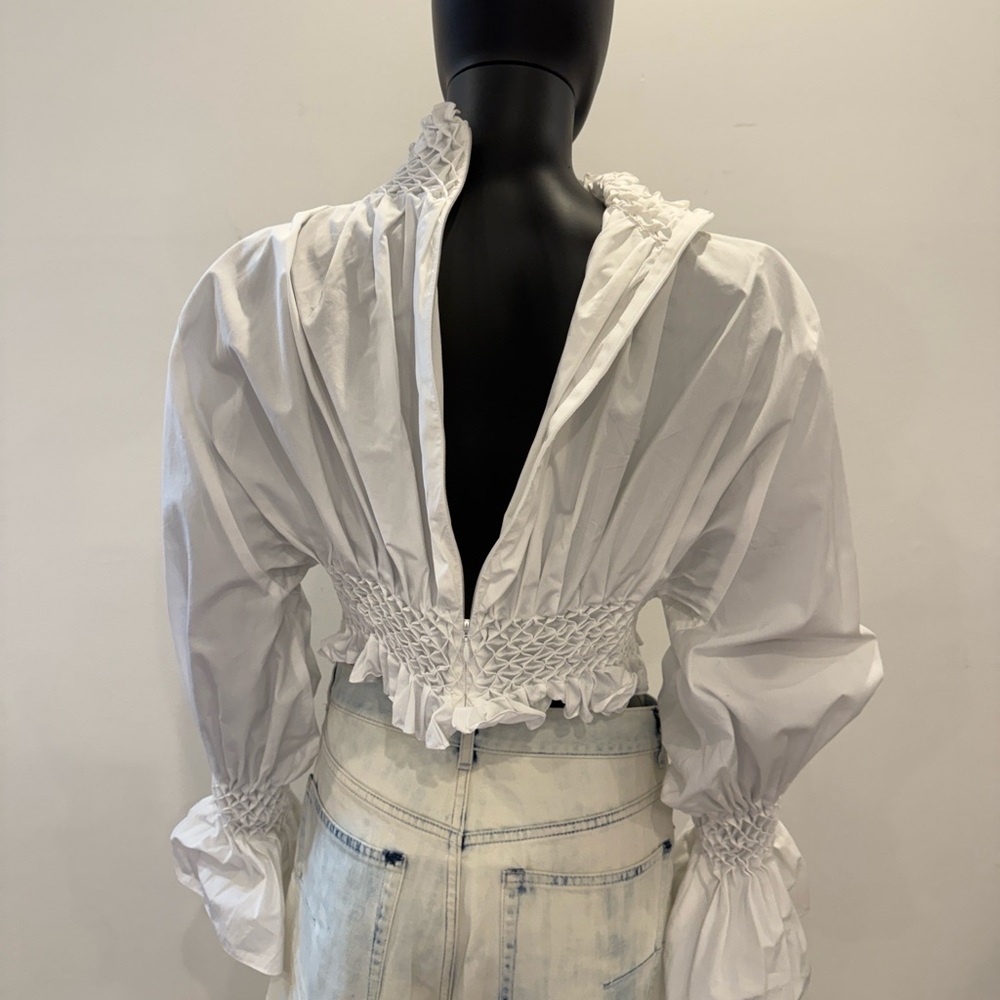 Kenzo Paris Smocked High Neck Blouse FR 38 | Dramatic Sleeve | Wrn Once - Picture 10 of 15